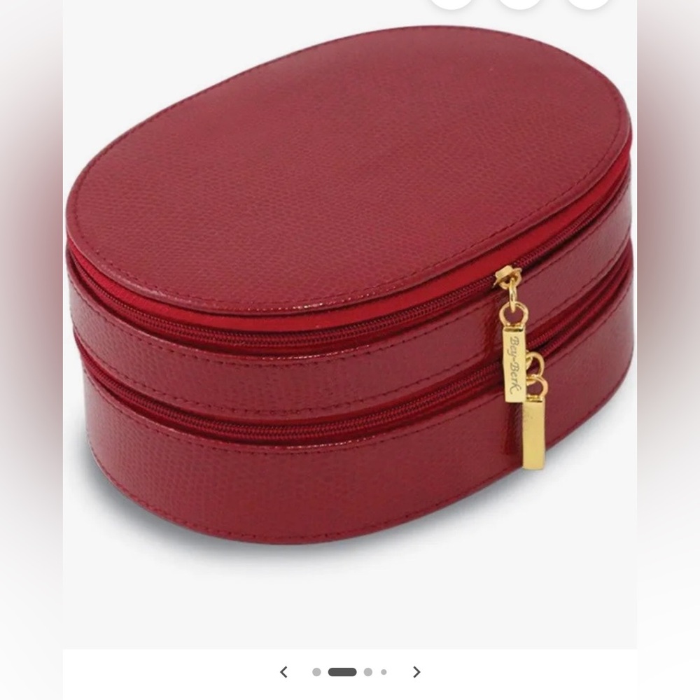 Two-Level Leather Jewelry Box, Red Lizard - Picture 3 of 12
